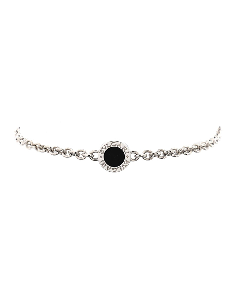 Pre-owned Pre-owned Bvlgari Bvlgari Bvlgari Bvlgari 3 Station Bracelet 18k White Gold With Onyx