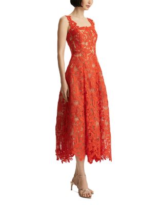 Sleeveless Cherry Guipure Cocktail Dress