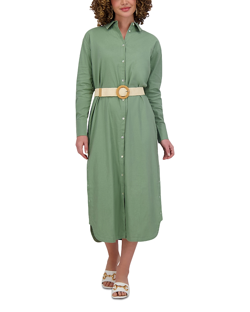 Point Linen Blend Shirt Dress