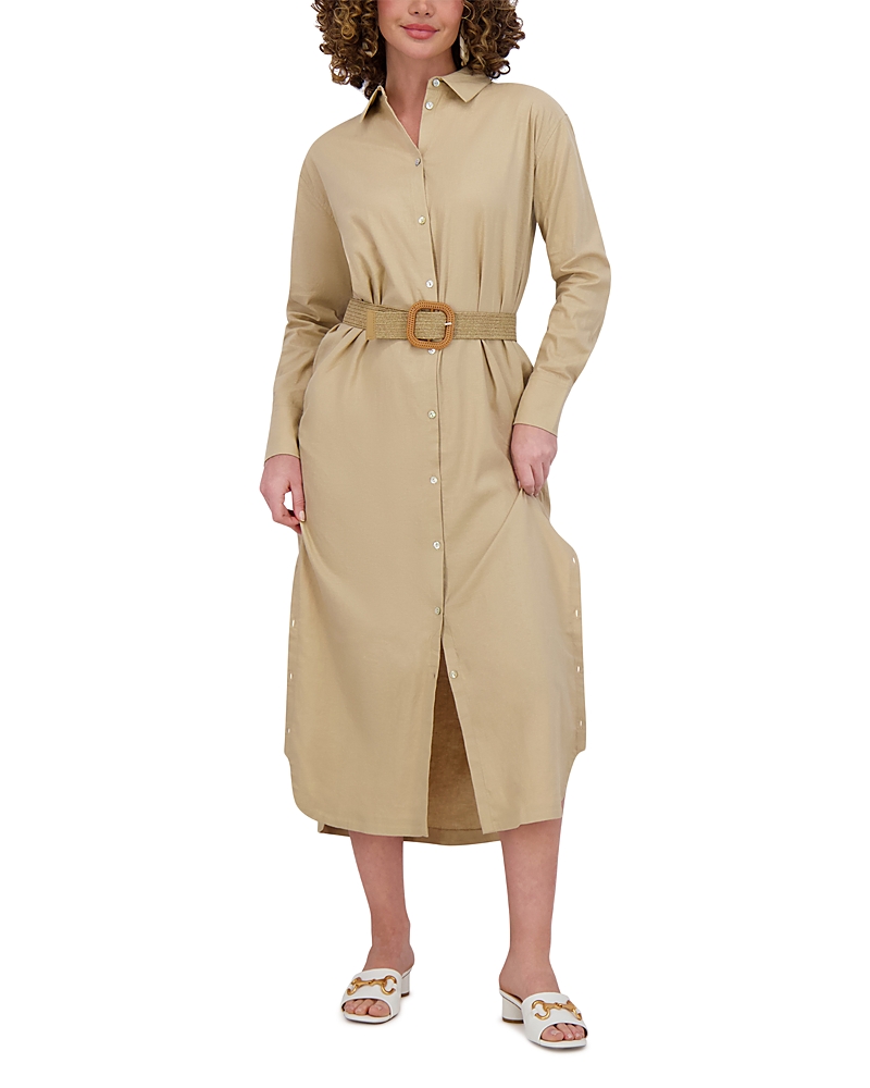 Point Linen Blend Shirt Dress