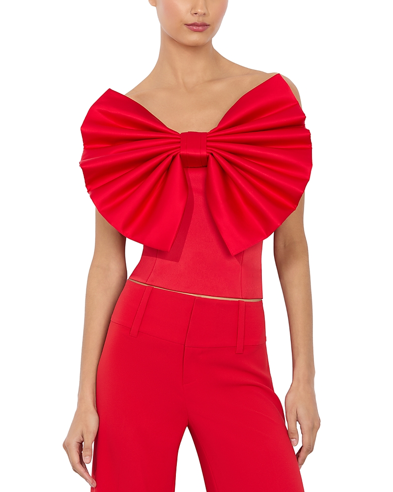 Alice And Olivia Sibella Bow Top In Bright Ruby