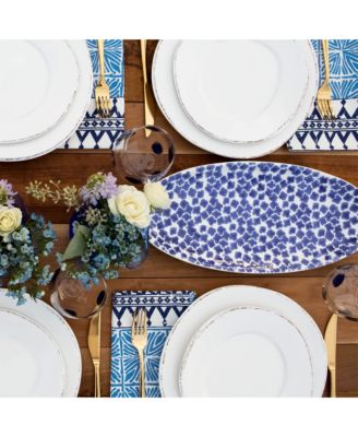 Santorini Flower Narrow Oval Platter