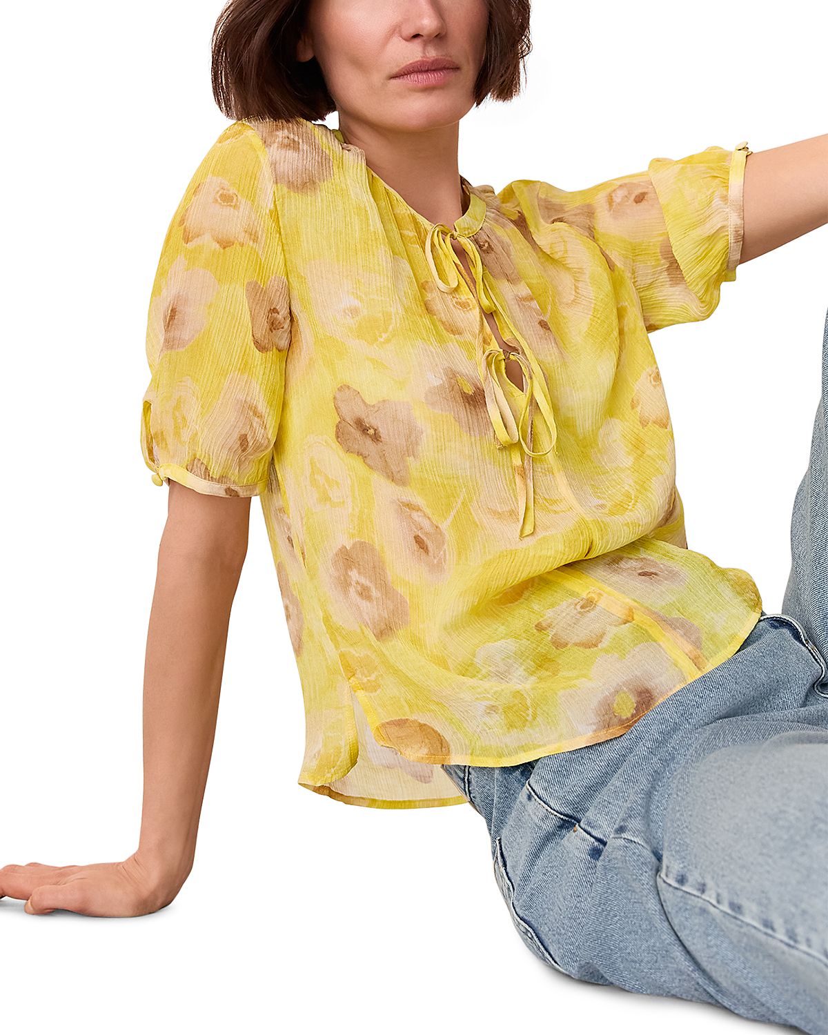 Whistles Sunshine Floral Texture Blouse
