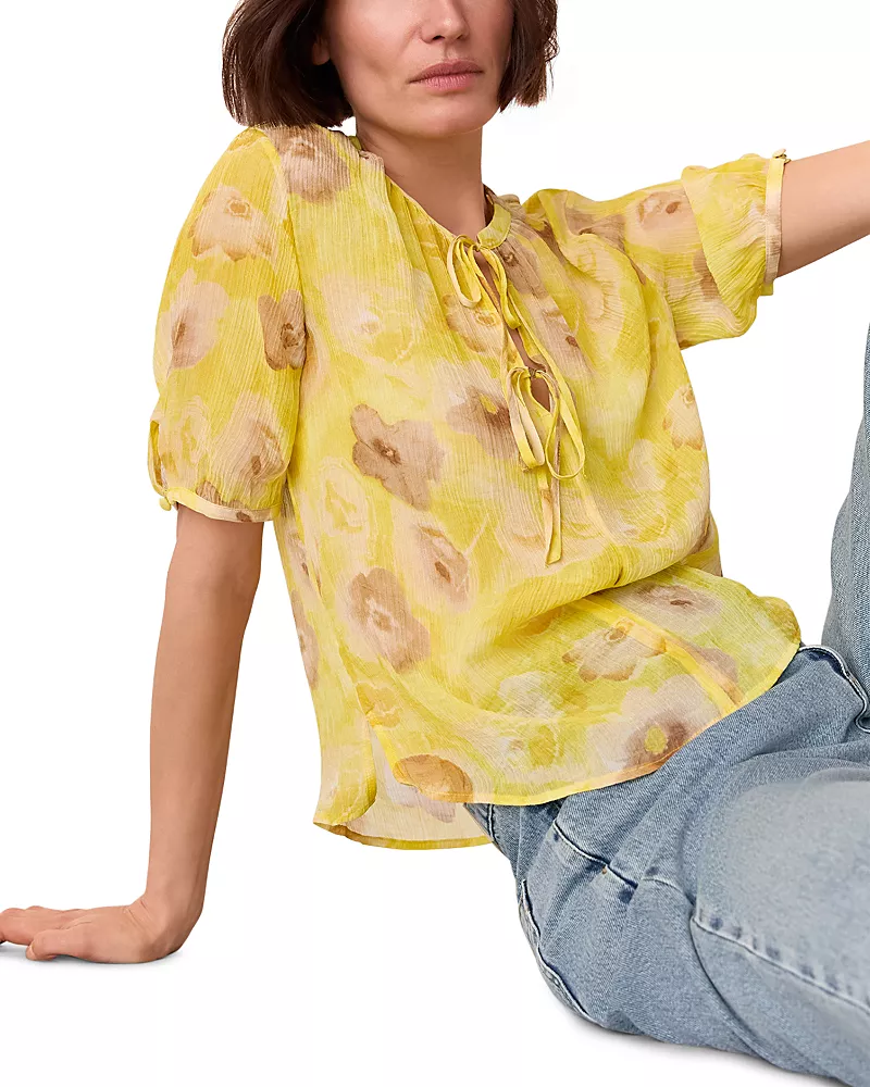 Whistles Sunshine Floral Texture Blouse
