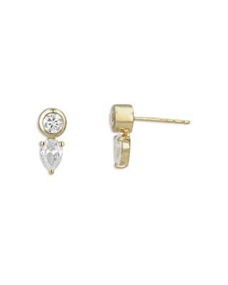 14K Yellow Gold Lab Grown Diamond Mixed Cut Bezel Stud Earrings
