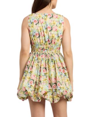 Cairo Floral Poplin Bubble Hem Mini Dress