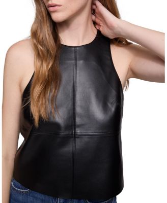 Nora Faux Leather Halter Top