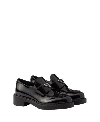 Prada - Women's Chocolate Patent Leather Loafers