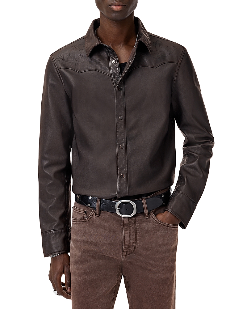 John Varvatos Samuel Regular Fit Western Leather Shirt