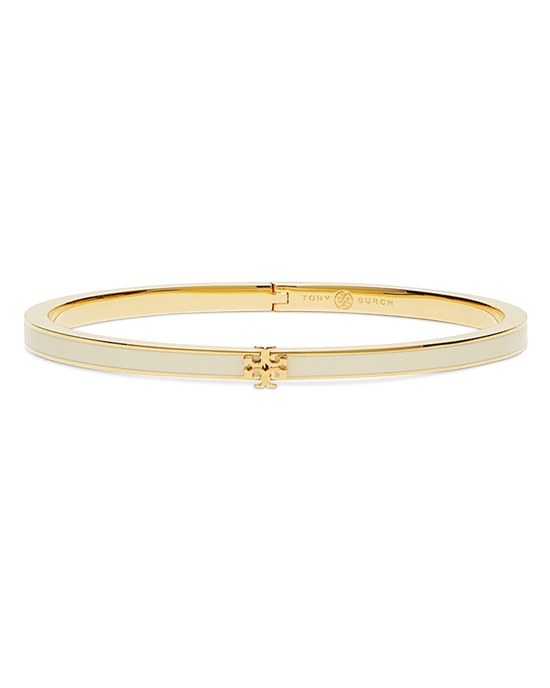 Tory Burch Kira Logo Color Inlay Bangle Bracelet in 18K Gold Plated