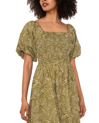 Puffed Sleeve Midi Dress