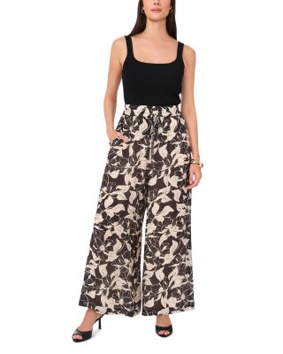 Printed Drawstring Wide Leg Pants