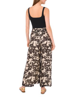 Printed Drawstring Wide Leg Pants