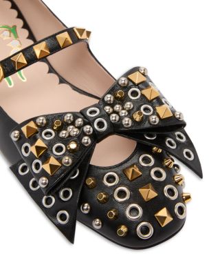 Women&#39;s Grommet Bow Ballet Flats