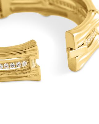 Pav&eacute; Bamboo Stacked Bangle Bracelet in 18K Gold Plated