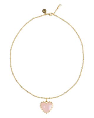 Heart Stone 18K Yellow Gold Plated Stone Necklace, 19"L