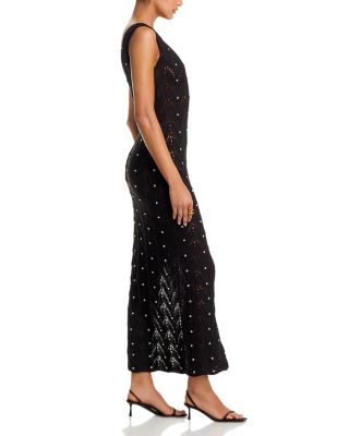 Vincent Rhinestone Pointelle Knit Dress