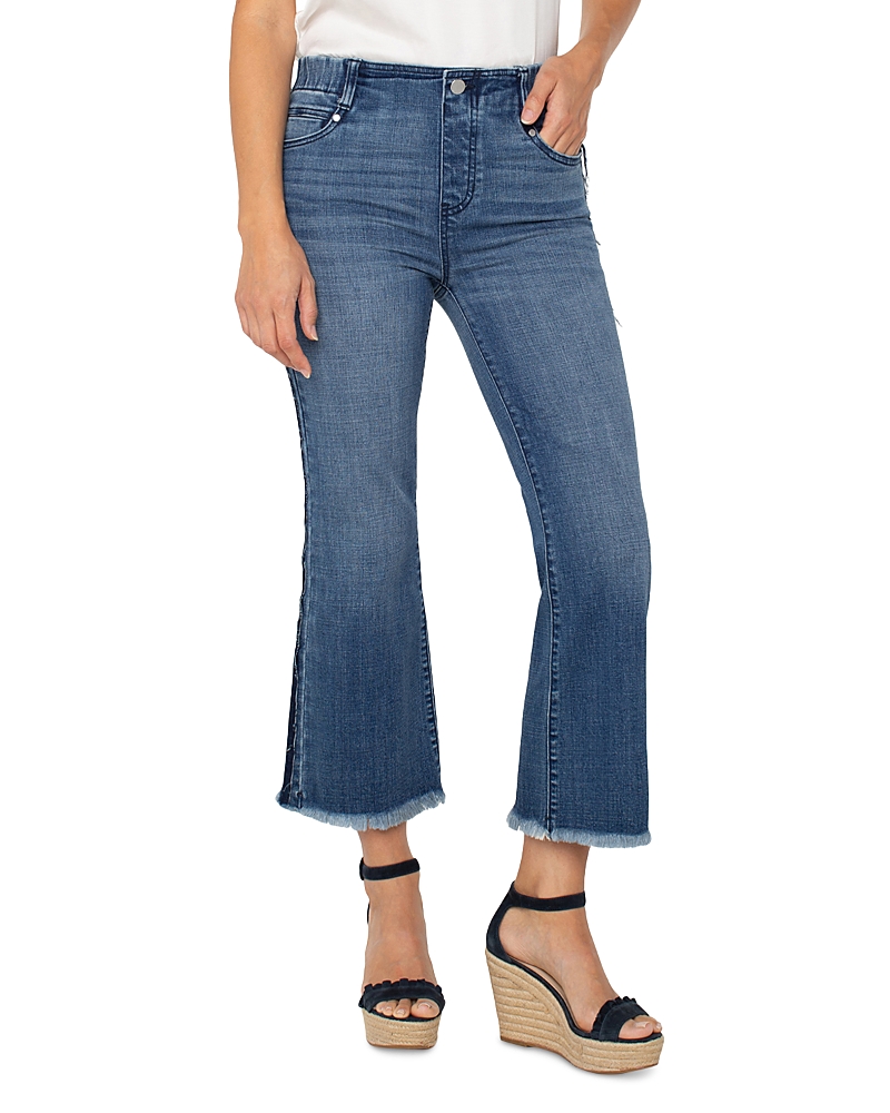 Liverpool Los Angeles Gia Glider Frayed Side Stripe Pull-on Crop Flare Jeans