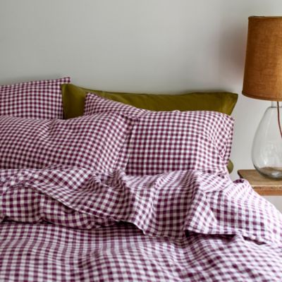 Gingham Linen Flat Sheet, Queen