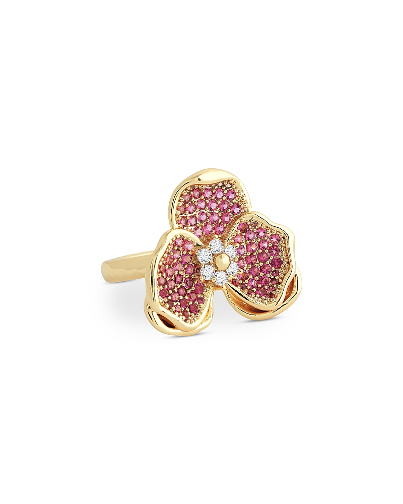 Anabel Aram Pave Double Orchid Cocktail Ring
