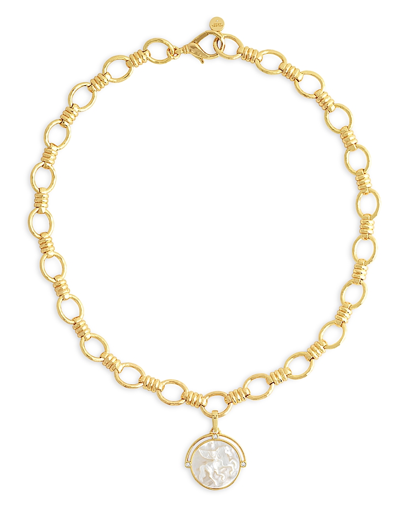 Anabel Aram Pave & Mother Of Pearl Pegasus Coin Pendant Necklace, 18.5-19.5 In Gold
