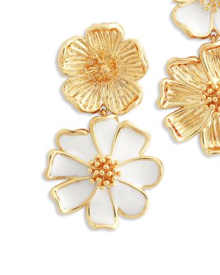 Wildflowers Pav&eacute; Mixed Flower Mismatch Drop Earrings