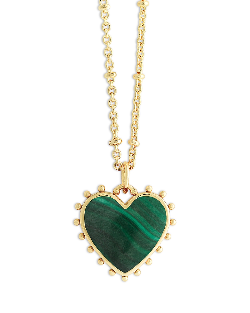Anabel Aram Malachite Heart Pendant Necklace, 19