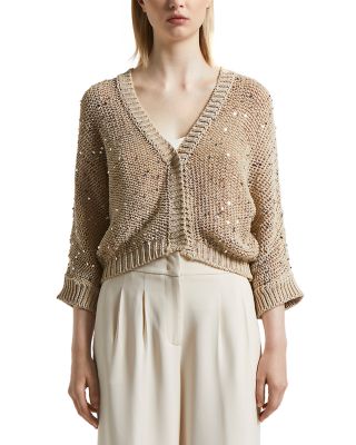 Peserico - Sequin Knitted Button Front Sweater