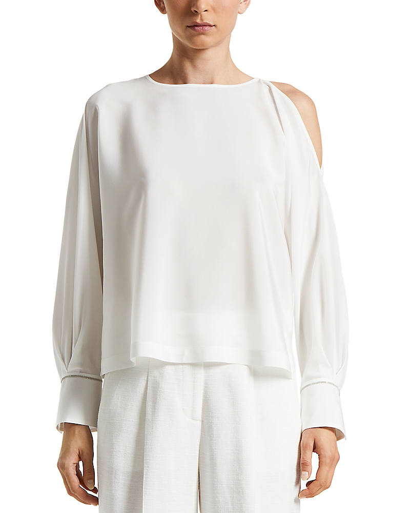 Shop Peserico Silk Blend Cold Shoulder Blouse