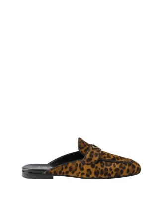  Women's Leopard-Print Leather Mules