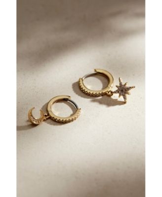 Celeste Crescent Moon Huggie Hoops Earrings