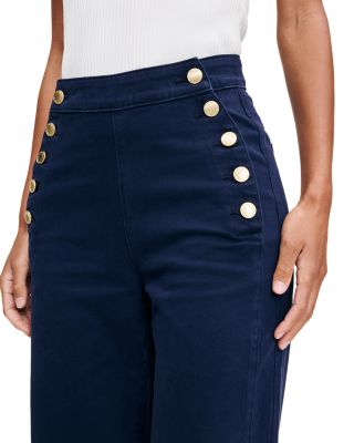 Hepburn High Rise Ankle Wide Leg Jeans in Bright Navy Twill