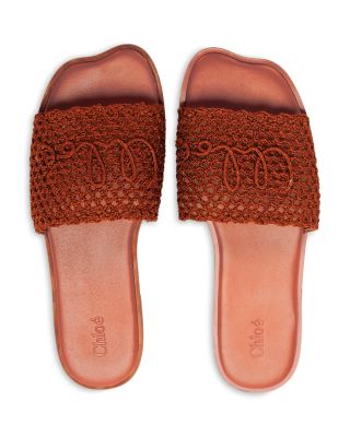 Women&#39;s Flower Raffia Slide Sandals