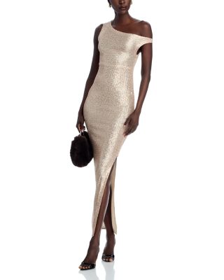 Drop Shoulder Sequin Gown