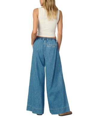 The Ruched High Rise Palazzo Jeans in Curious 