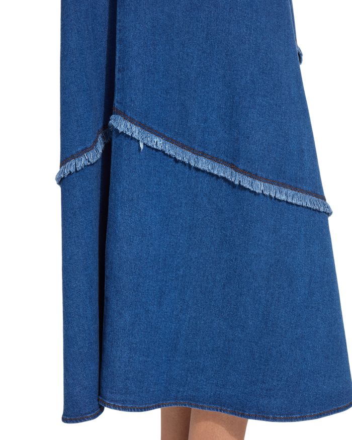Mirabella Denim Fringe Midi Dress