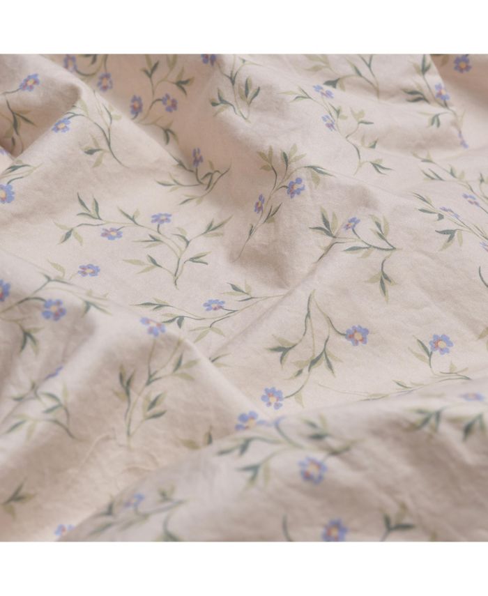 Spring Sprig Printed Cotton Fitted Sheet, Twin