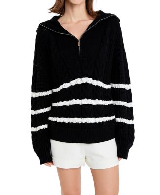 Women's Stripe Zip up Sweater