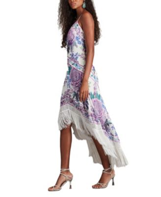 Lua Floral Print Tassel Fringe Slip Dress