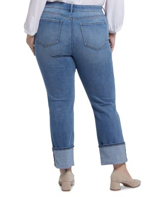 Marilyn Wide Cuff Straight Jeans in Barcelona