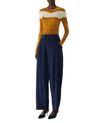 Foldover Waistband Pleated Pants