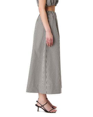 Gingham Ruched Waist Midi Skirt