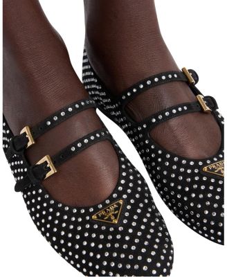  Women's Suede Ballerinas with Crystals