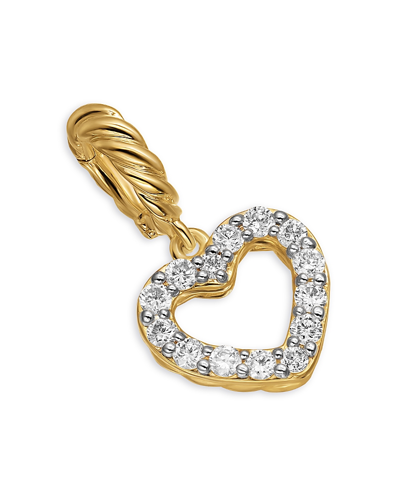 David Yurman Micro Pave Open Heart Amulet in 18K Yellow Gold with Diamonds, 6.8mm · OS