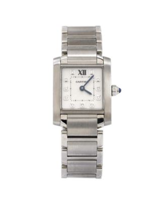 Pre-Owned Cartier - Tank Francaise Quartz Watch in Stainless Steel with Diamond Markers 25mm