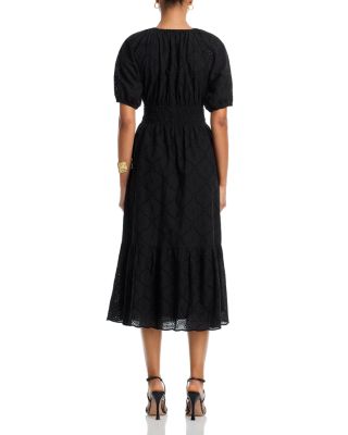 Eyelet V Neck Midi Dress - Exclusive