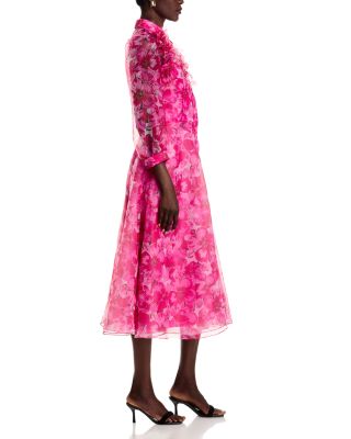 Floral Print Organza Shirt Dress