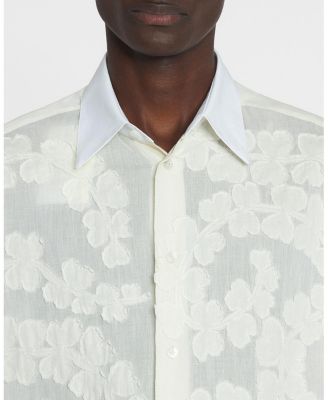  Cotton Voile Shirt with Cut-Outs