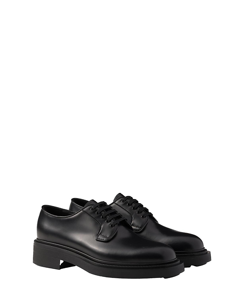 Prada Men's Brushed Leather Derby Shoes