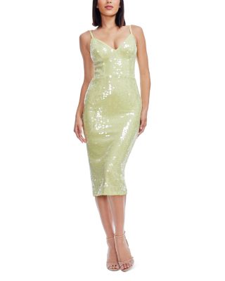 Megan Sequin V Neck Midi Dress